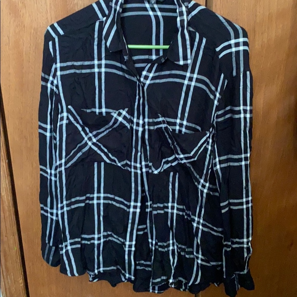 Black and white plaid button down